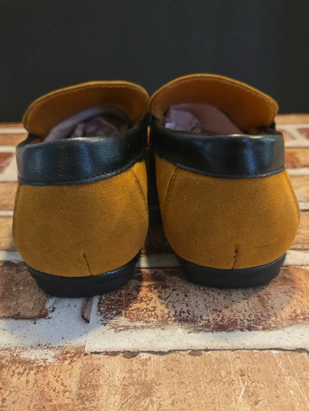 Men's Mustard Suede Loafers with Black Trim